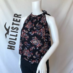 Tie neck Floral Hollister Halter Top Adjustable